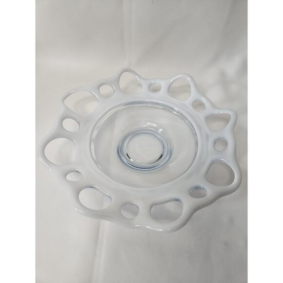 Vintage Murano Open Lace Glass Bowl Webbing Art Mid Century White 8.5" - Picture 3 of 8